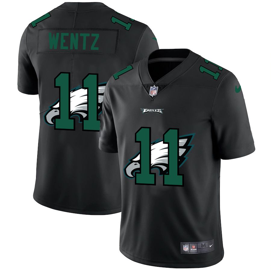 Men Philadelphia Eagles #11 Wentz Black shadow Nike NFL Jersey